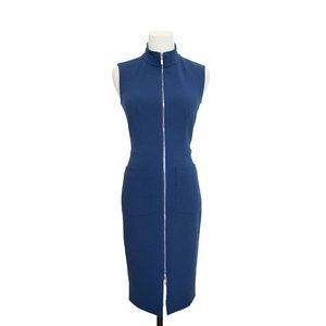 L'AGENCE‎ Vibrant Blue NWT Mock-Neck Full Front Zip Sleeveless Dress Size XS